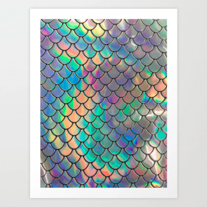 Mermaid scales iridescent wall art print