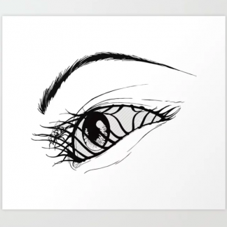 Aeon Flux Fly in Eye Black and White Print