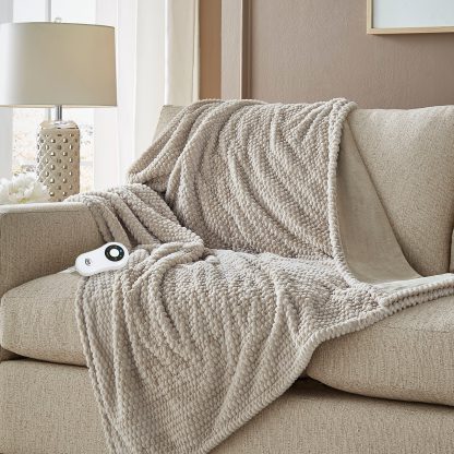 Serta Honeycomb Design Heated Blanket Faux Fur