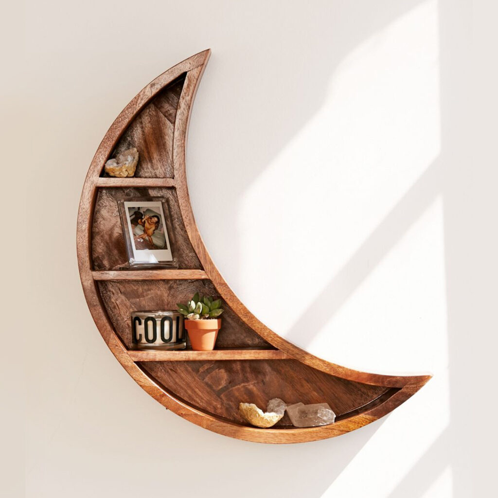 Crescent Moon Hanging Wall Shelf Find a Gift For