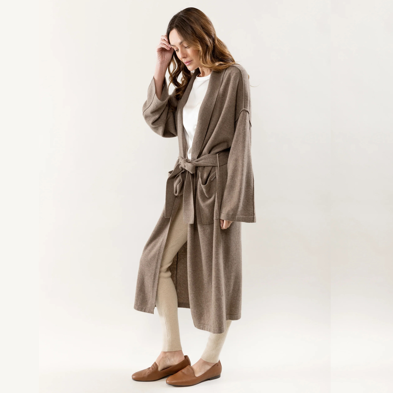 The Cozy Earth Quintessential Cashmere Long Front Tie Cardigan Robe Find a Gift For