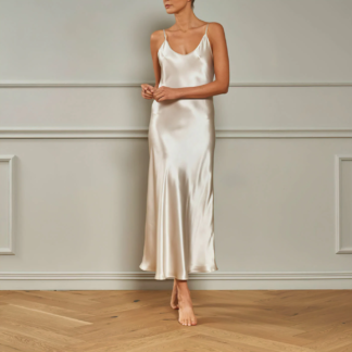 long luxurious cream color nightgown in silk